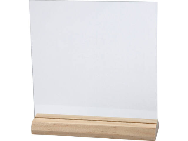 Glasplaat Crea Com 15.5cmx15.5cm houten voet