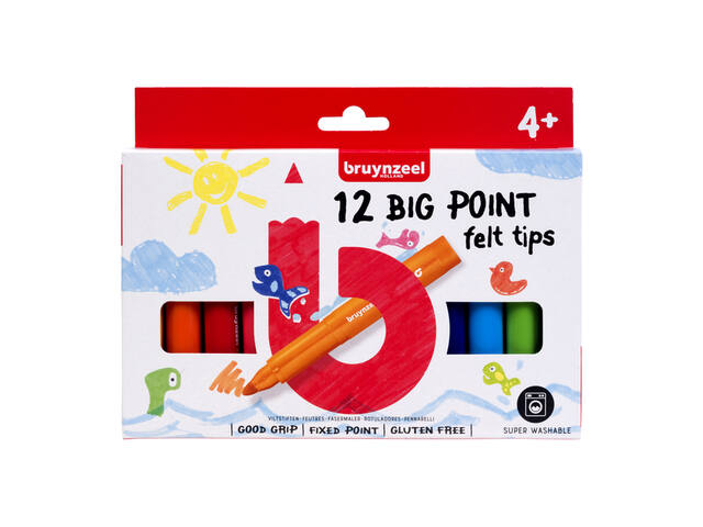 Viltstift Bruynzeel Kids Big Point 12st ass