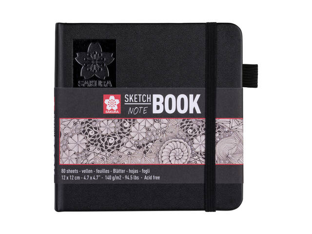 Schetsboek Sakura 80 witte vellen 120x120mm zwart