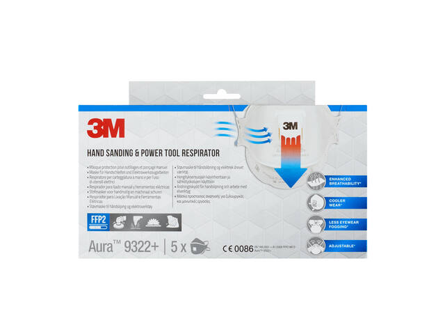 Stofmasker 3M Aura 9322+ FFP2 ventiel 5st