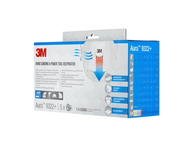 Stofmasker 3M Aura 9322+ FFP2 ventiel 5st