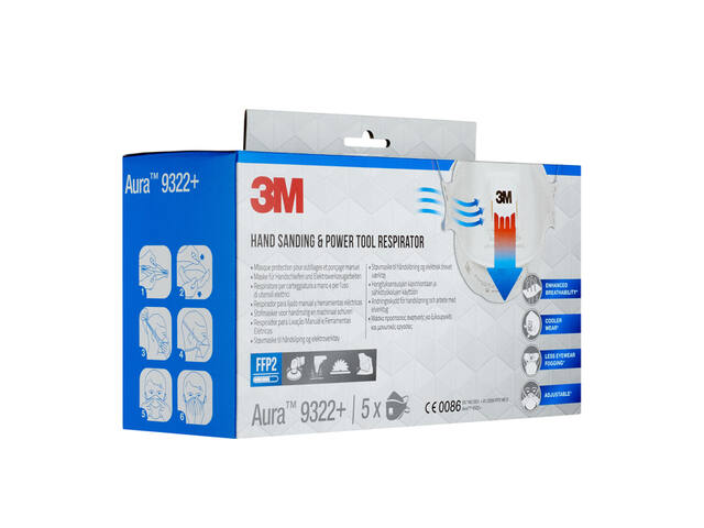 Stofmasker 3M Aura 9322+ FFP2 ventiel 5st