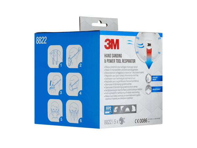 Stofmasker 3M 8822 FFP2 met ventiel 5st