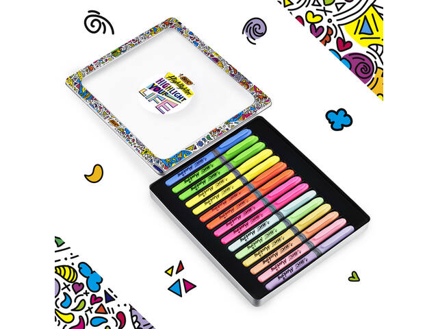 Markeerstift Bic Highlight your life in blik ass