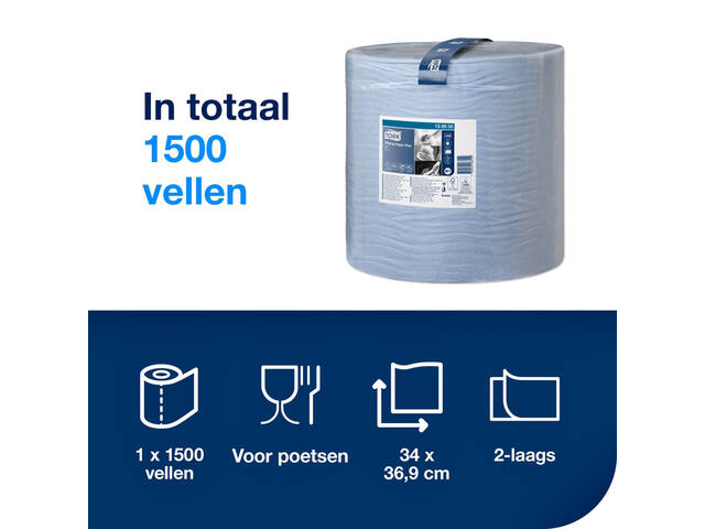 Poetspapier Tork W1 Premium 2laags blauw 130050
