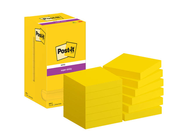 Memoblok Post-it 654 Super Sticky 76x76mm geel