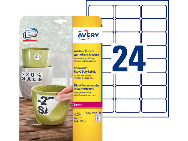 Etiket Avery L4773REV-20 63.5x33.9mm wit 480st