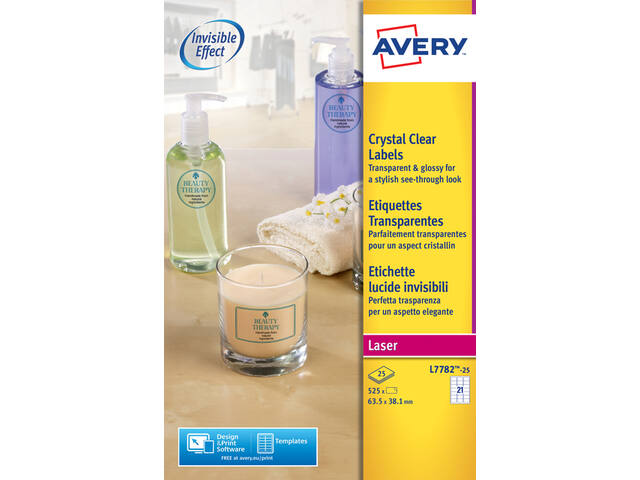 Etiket Avery L7782-25 63.5x38.1mm tr 525st