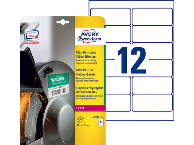 Etiket Avery L7913-10 99.1x42.3 polyester wt 120st