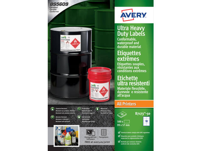 Etiket Avery B7173-50 99x57mm polyester wit 500st