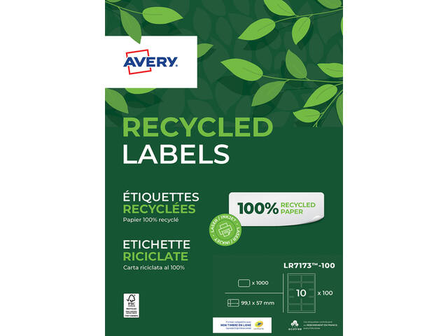 Etiket Avery LR7173-100 99.1x57 recycled wt 1000st