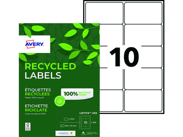 Etiket Avery LR7173-100 99.1x57 recycled wt 1000st