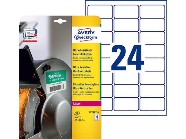 Etiket Avery L7912-10 63.5x33.9 polyester wt 240st