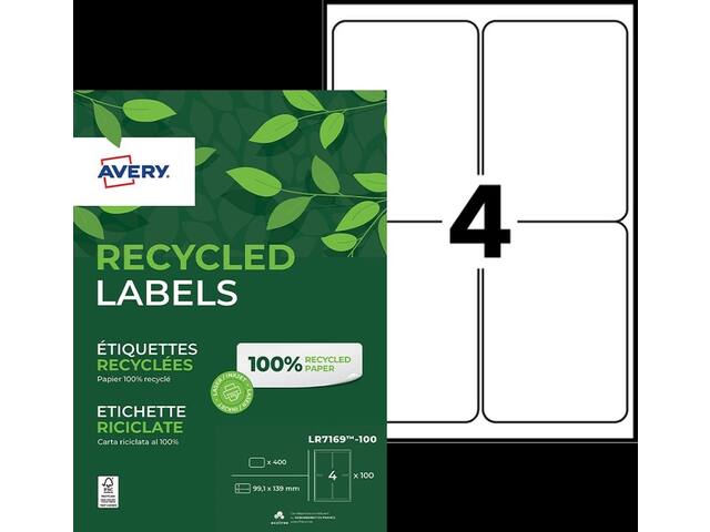 Etiket Avery LR7169-100 99.1x139 recycled wt 400st