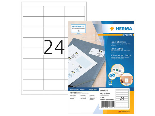 Etiket HERMA 10779 66x33.8mm wit 1920st