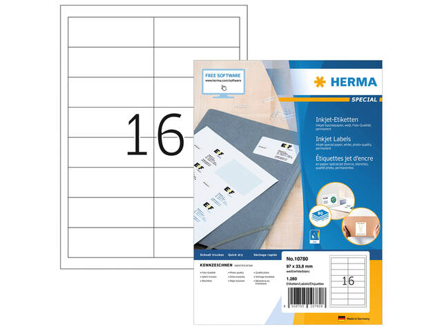 Etiket HERMA 10780 97x33.8mm wit 1280st