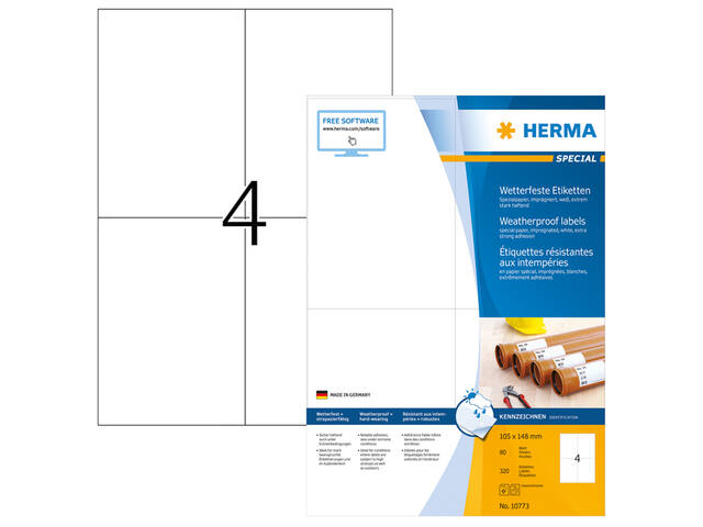 Etiket HERMA 10773 105x148mm weerbestendig wit