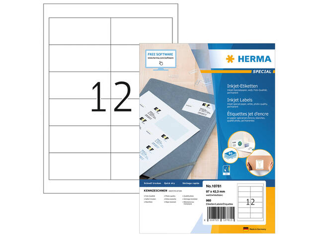 Etiket HERMA 10781 97x42.3mm wit 960st