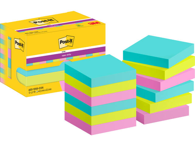 Memoblok Post-it 622 Super Sticky 47.6x47.6mm Cos