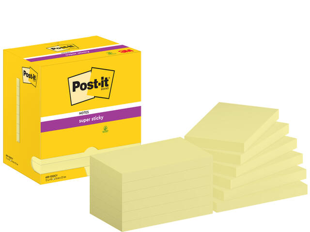 Memoblok  Post-it 655 Super Sticky 76x127mm geel