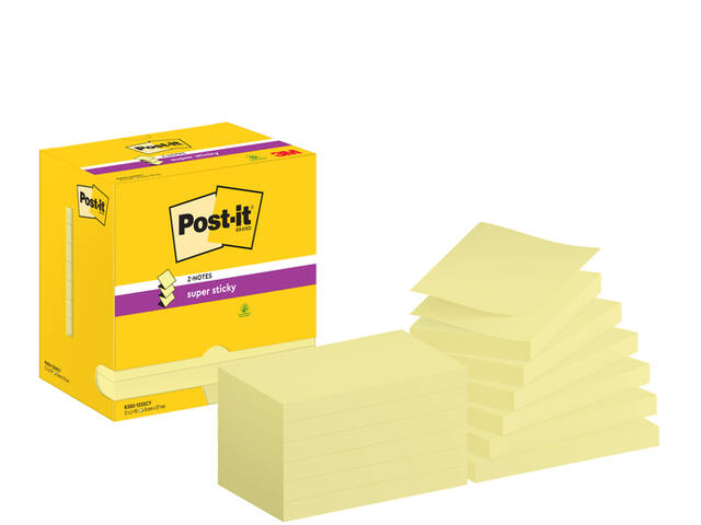 Memoblok Post-it Z-Note S350 Super Sticky geel