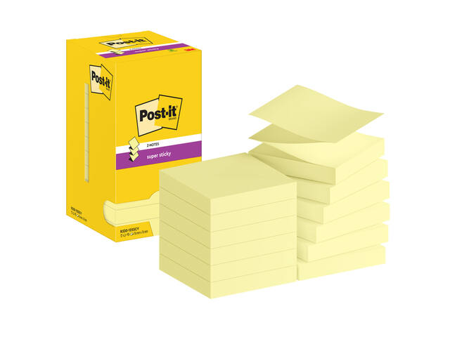 Memoblok Post-it Z-Note S330 Super Sticky geel