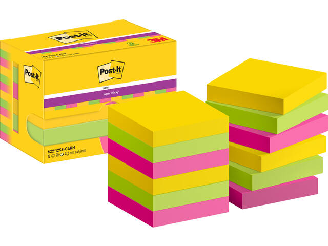 Memoblok  Post-it 622 Super Sticky Carnival