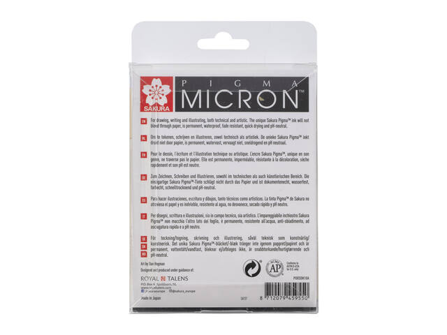 Fineliner Sakura Pigma Micron 10 breedtes zwart
