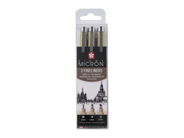 Sakura Pigma Micron Etui 3 Fineliners Zwart