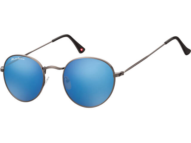 Zonnebril Montana Revo blauw rond glas met staalk