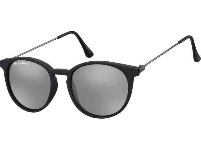 Zonnebril Montana Revo rond spiegelglas mat zwart