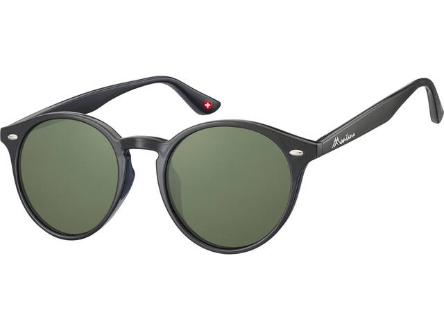 Zonnebril Montana met groen G15 rond glas zwart