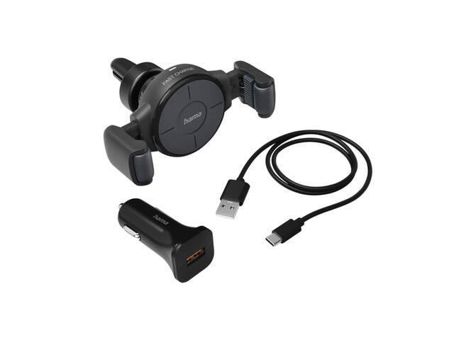 Autolader Hama draadloos QI-Charge 10W antraciet