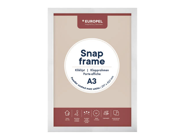 Kliklijst Europel A3 25mm mat wit