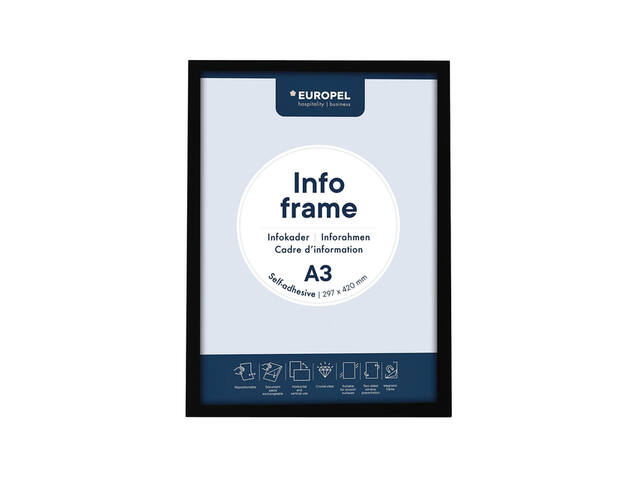 Infokader Europel zelfklevend A3 zwart