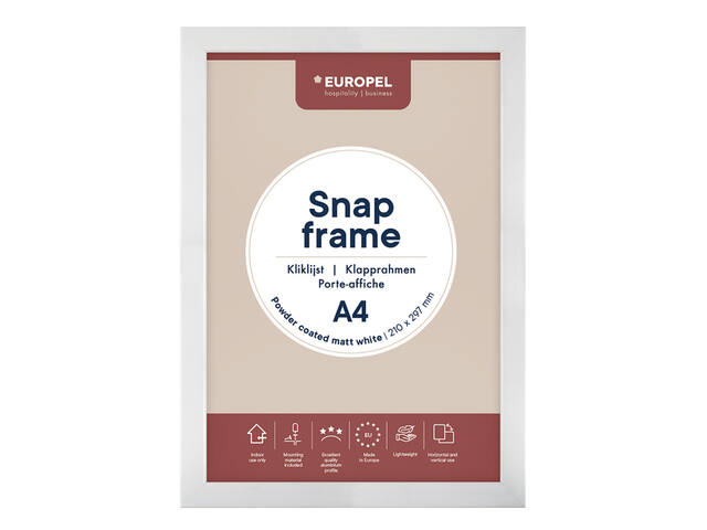 Kliklijst Europel A4 25mm mat wit