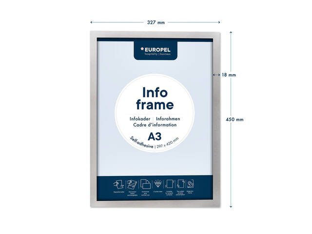 Infokader Europel zelfklevend A3 zilver