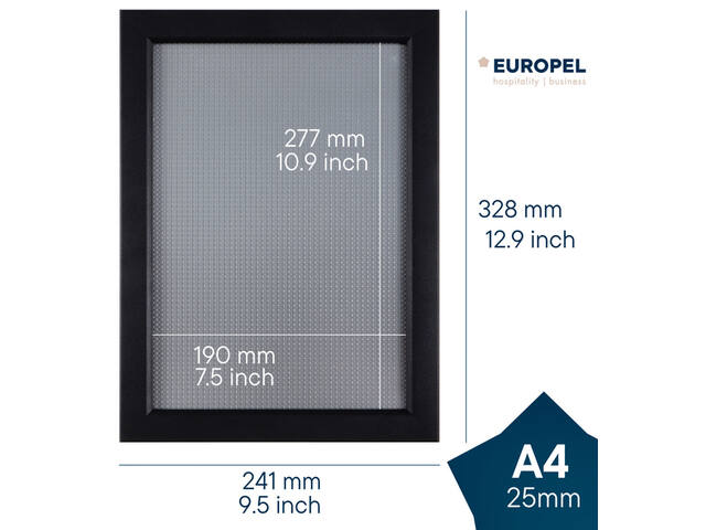 Kliklijst Europel A4 25mm mat zwart