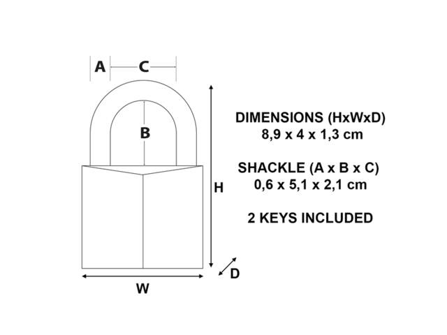 Hangslot MasterLock beugel 51mm messing 40mm