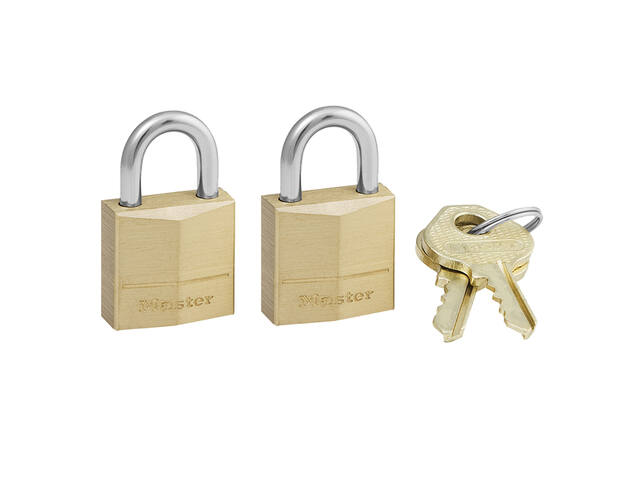 Hangslot MasterLock 2 gelijksluitend messing 20mm