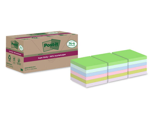 Memoblok Post-it 654 RSS12COL 76x76mm colour 14+4