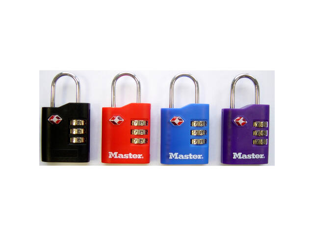 Hangslot Masterlock 3-cijfer TSA set assorti 30mm