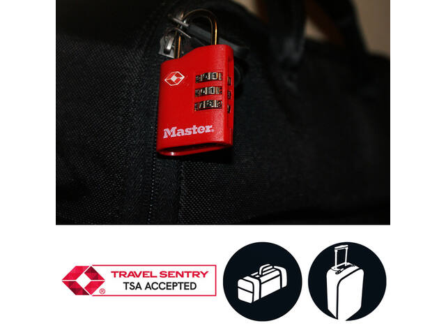 Hangslot Masterlock 3-cijfer TSA set assorti 30mm