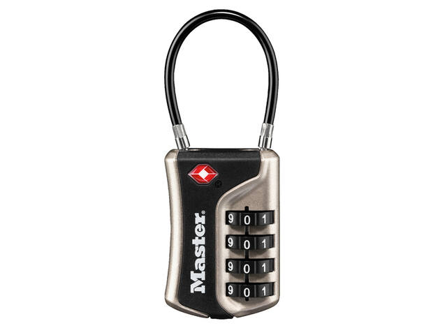 Hangslot Masterlock 4-cijfer TSA flex  zwart 35mm