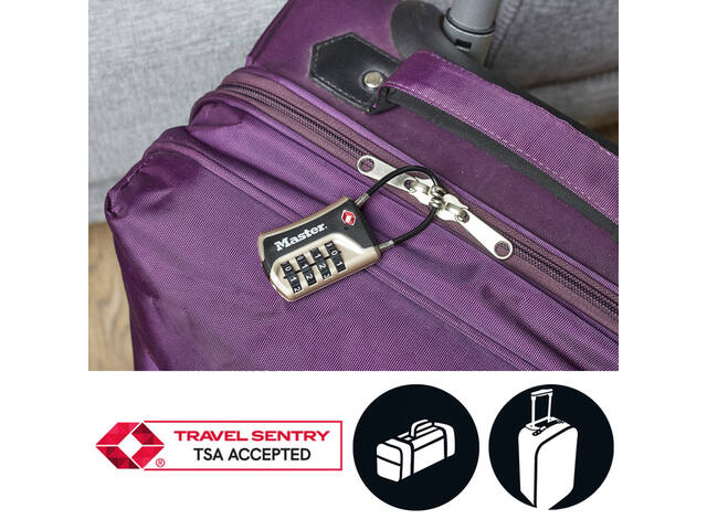Hangslot Masterlock 4-cijfer TSA flex  zwart 35mm
