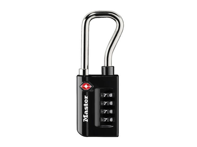 Hangslot Masterlock 4-cijfer TSA lang zwart 35mm