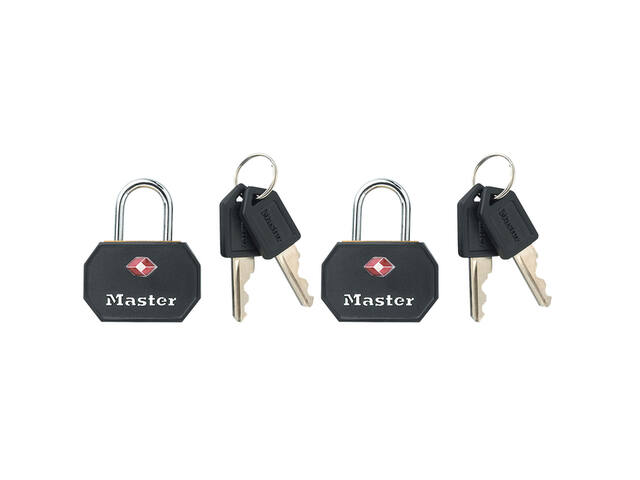 Hangslot Masterlock 2 gelijksl alu TSA zwart 30mm