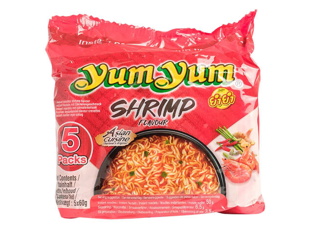 Noodles Yum Yum garnaal bami 5pack 5x60gr