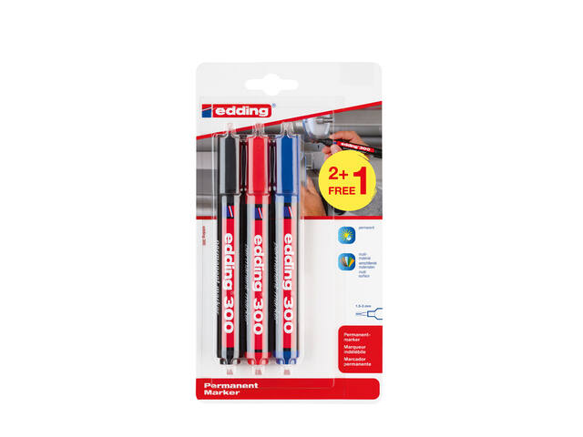 Viltstift edding 300 rond 1.5-3mm 2+1 assorti