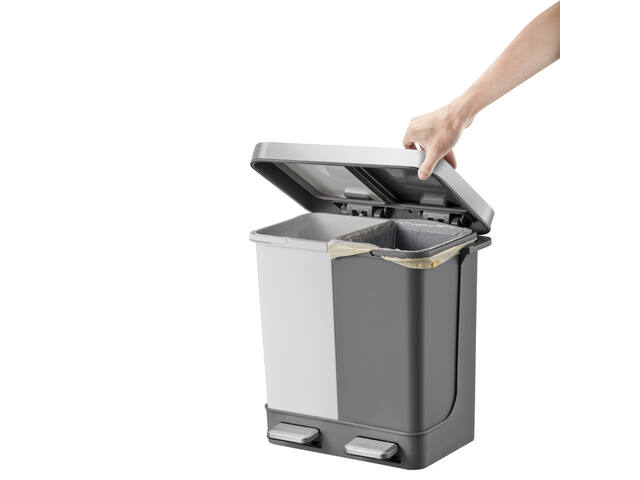 Pedaalemmer EKO Hana Duo Recy 2x10l grijs wit